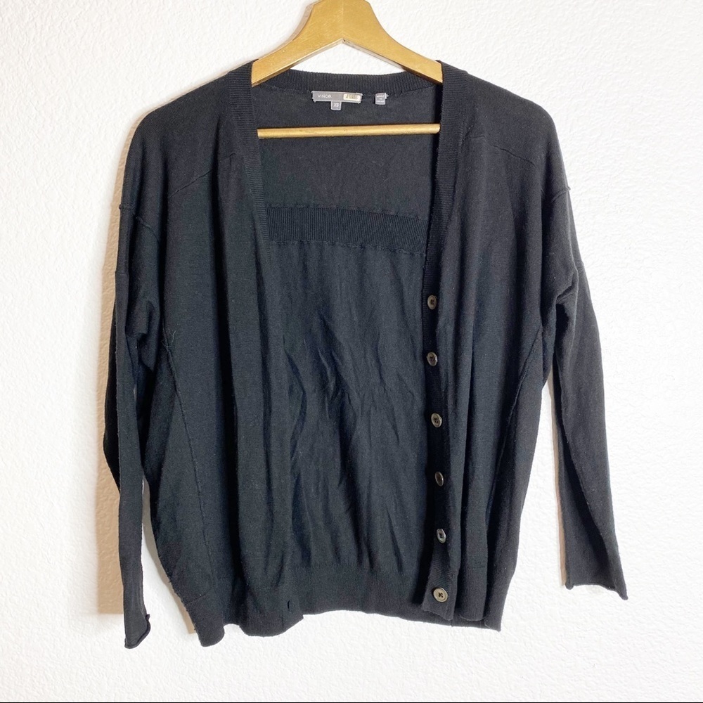 Vince- Cashmere Buttoned Black Cardigan XS